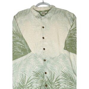 Tommy Bahama Mens XL 100% Silk Green Palm Print Short Sleeve Button-Up Shirt